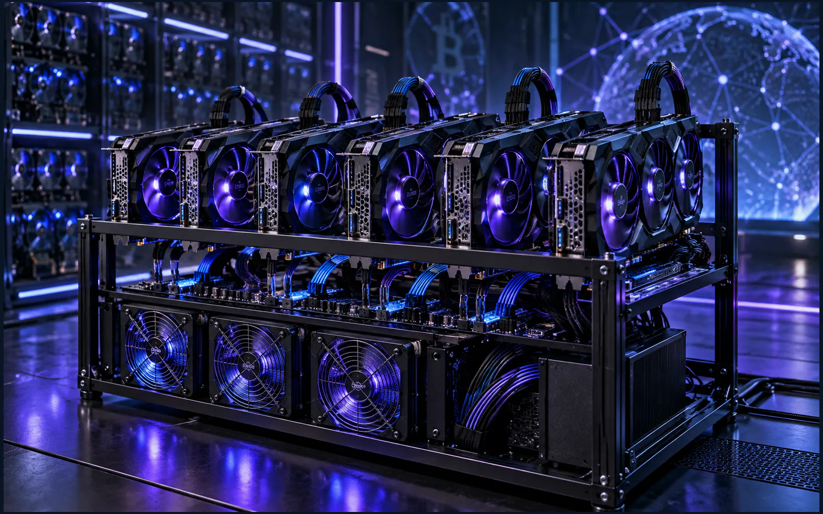 区块链显卡矿机的科技主题配图