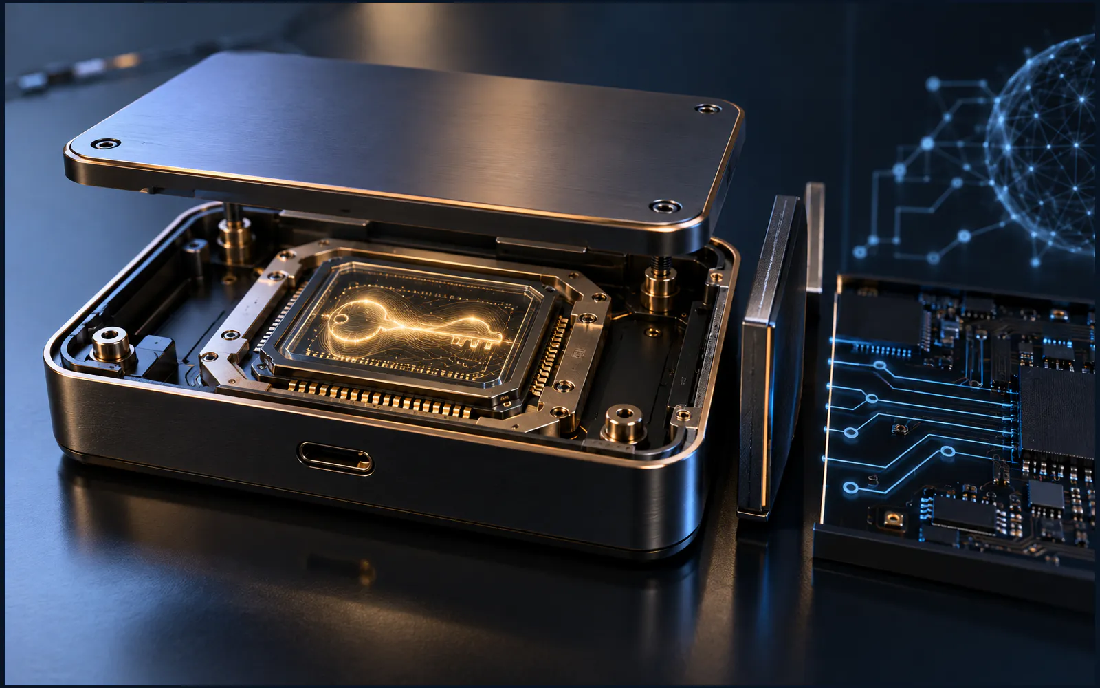 冷钱包私钥的科技主题配图
